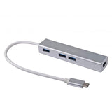 Rüsten Sie den 133481 USB-C-auf-3-Port-USB-3.0-Hub mit einem Gigabit-Adapter aus