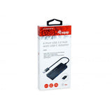 Equip 128956 4-Port-USB-3.0-Hub mit USB-C-Adapter, USB 3.2 Gen 1 Typ-A, 5000 Mbit/s, Schwarz