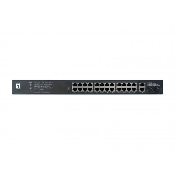 Levelone GEP-2821 28-Port-Gigabit-PoE-Switch, 24x PoE-Ausgänge, 2x Gigabit RJ45, 2x Gigabit SFP, 1h