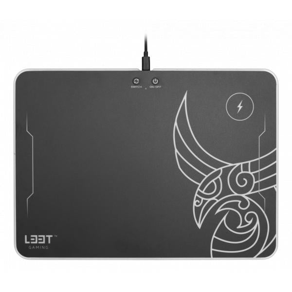 L33t Gaming 160378 Kvennavagn RGB-Hard-Gaming-Matte mit Qi-Ladung, 355 x 255 x 5,8 mm, schwarz