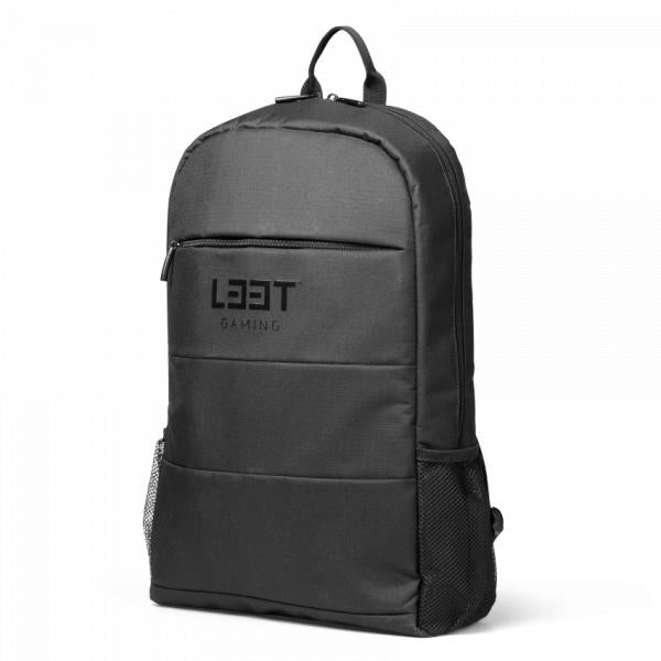 L33t Gaming 160380 Gaming-Rucksack im schwarzen, schlanken Nylon-Design. Passend für 15,6-Zoll-Geräte