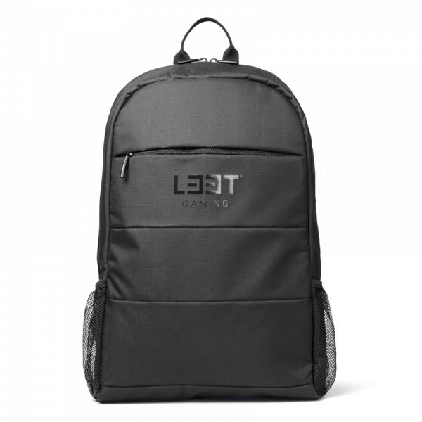 L33t Gaming 160380 Gaming-Rucksack im schwarzen, schlanken Nylon-Design. Passend für 15,6-Zoll-Geräte