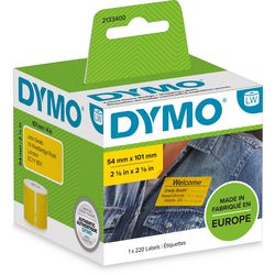 Dymo Original Labelwriter große Versandetiketten Namenskarten | 54mm x 101mm | schwarz auf gelb | Rolle mit 220 selbstklebenden Etiketten | passend für die Labelwriter-Etikettendrucker | Hergestellt in Europa