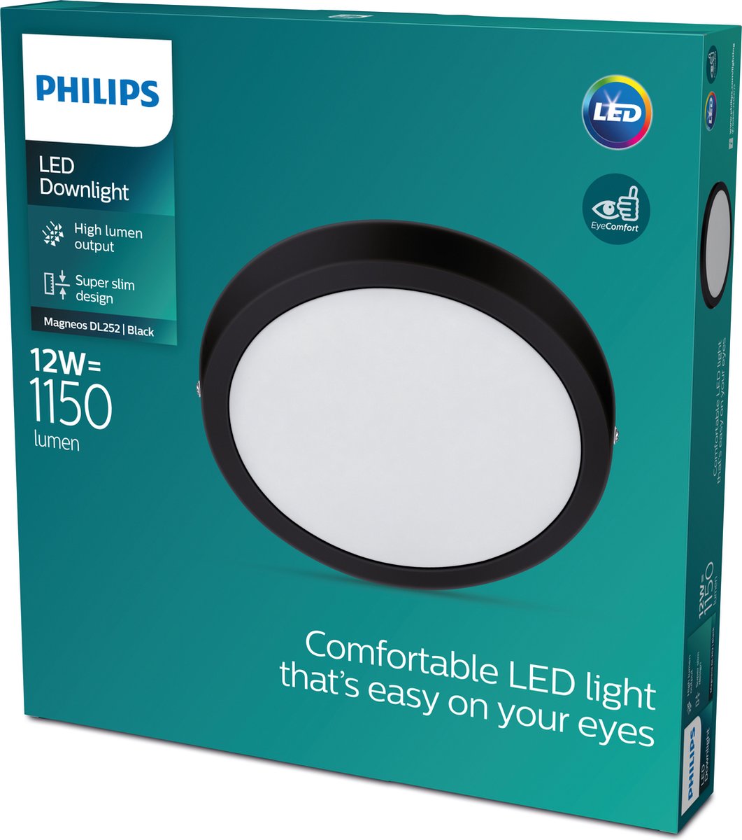Philips led philips magneos plafondlamp - zwart - rond - klein