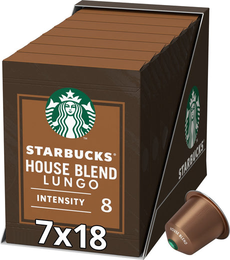 Starbucks by Nespresso Kapseln Hausmischung – 7 Boxen x 18 Kaffeekapseln – Vorteilspackung