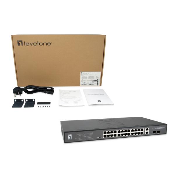 Levelone GEP-2841 28-Port Web Smart Managed Switch, L2, Gigabit Ethernet, Power over Ethernet (POE)