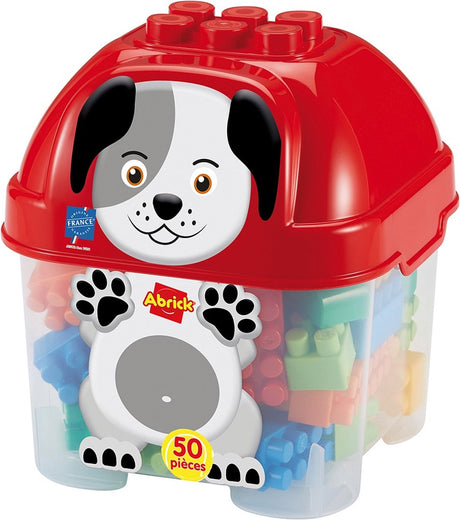 Ecoffier Ecoiffier Abrick-Bausteine ​​Hund in Aufbewahrungsbox – 50 Stück.