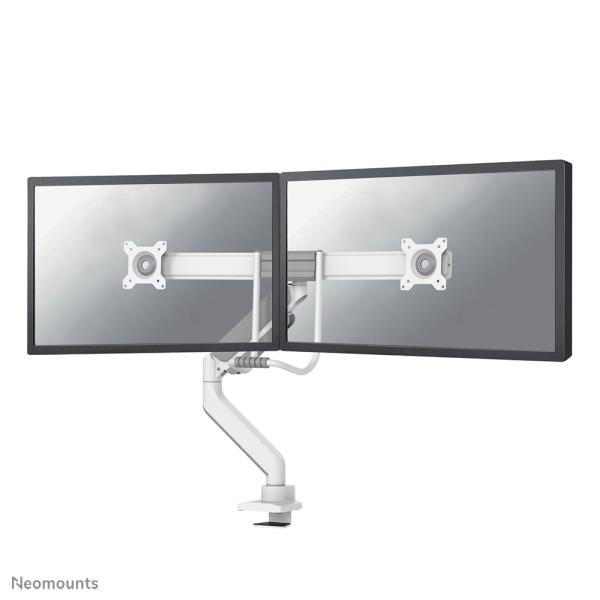 Neomounts ds75-450wh2 full-motion screen desk mount, 2 screens, topfix clamp grommet