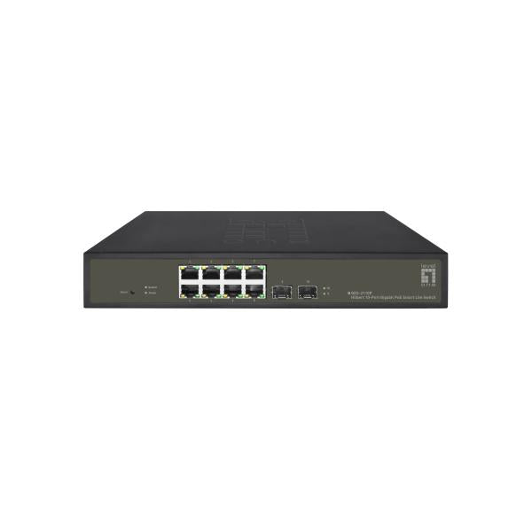 Levelone Ges-2110P Hilbert 10-Port-Gigabit-PoE-Smart-Lite-Managed-L2-Switch, 8x PoE-Ausgänge, 2x SFP