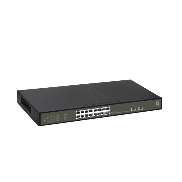 Levelone ges-2118p Hilbert 18-Port-Gigabit-PoE-Smart-Lite-Managed-L2-Switch, 16x PoE, 230W, 2x SFP