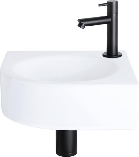 Differnz cleo fonteinset - keramiek - kraan recht mat zwart - 30 x 30 x 10 cm