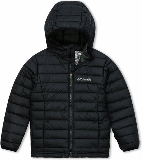 Columbia Powder Lite™ Jungen-Kapuzenjacke – Jungenjacke – gepolsterte Pufferjacke mit Kapuze – Größe XL – Schwarz