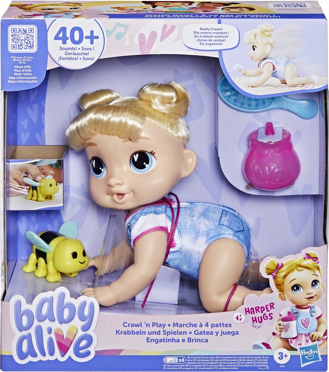Baby Alive Crawl 'n Play Harper Hugs, Babypuppe, Frau, 3 Jahre, Mädchen, Ton, mehrfarbig