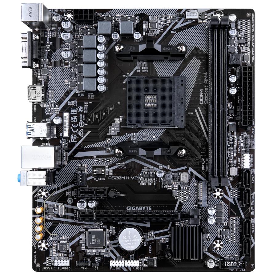 Gigabyte A520M K V2, Matx, AMD AM4, A520, DDR4, 5100 MHz, USB 3.2 Gen 1, M.2, GBE LAN