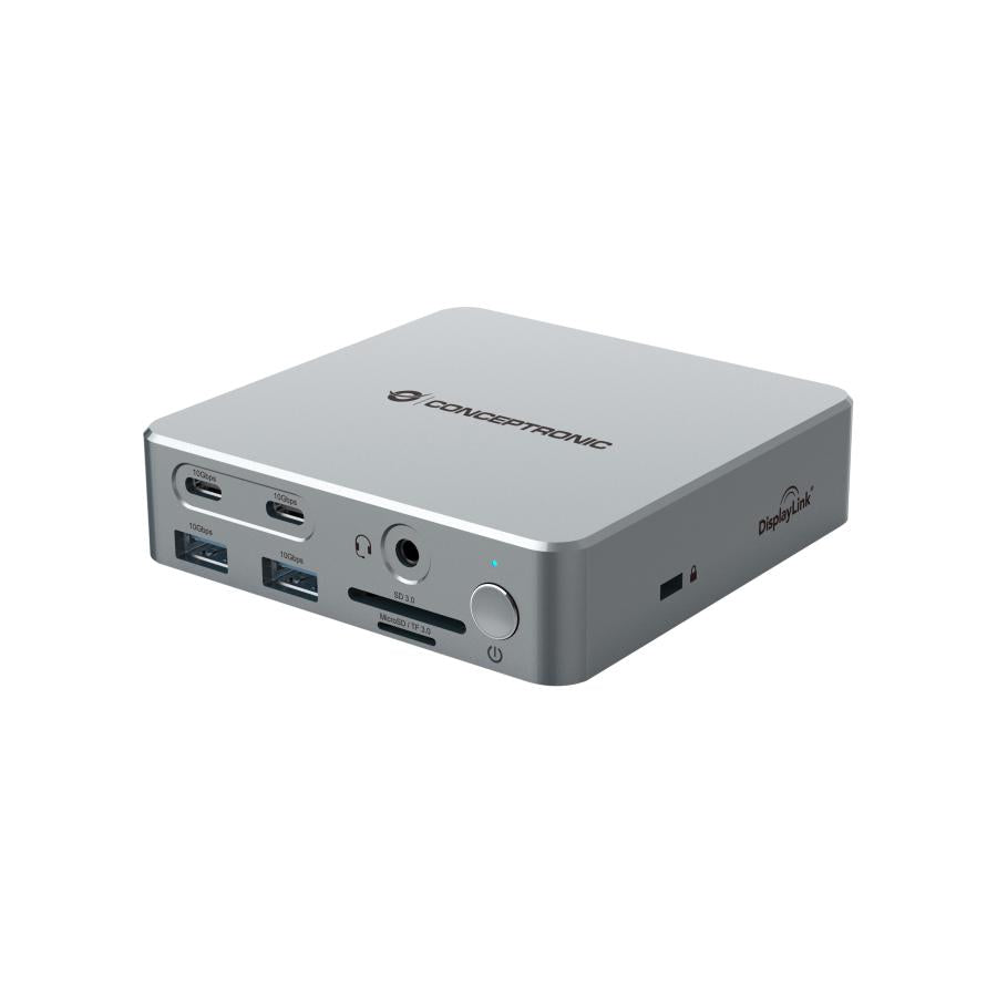 Conceptronic Donn25G 15-in-1 DisplayLink USB 3.2 Gen 2 Dockingstation, Typ-C 10 Gbit / s, USB-A X2