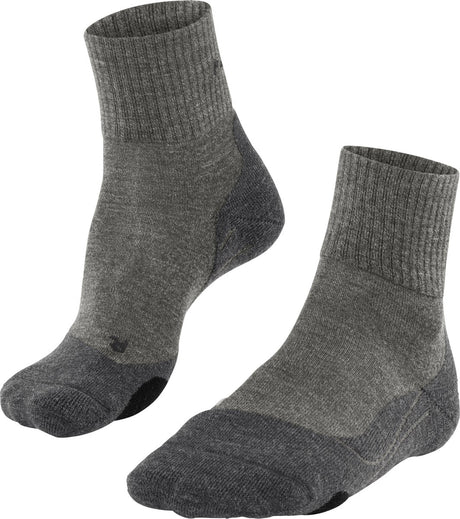 Falke TK2 Wolle kurze Wandersocken Anti-Blasen, mittlere Polsterung Merinowolle Sportsocken Herren Beige - Größe 44-45