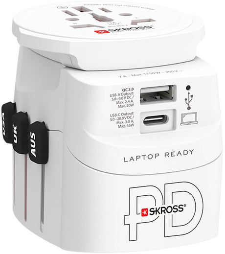 Skross 1.302474 Reisestecker Pro Light USB AC45PD Welt