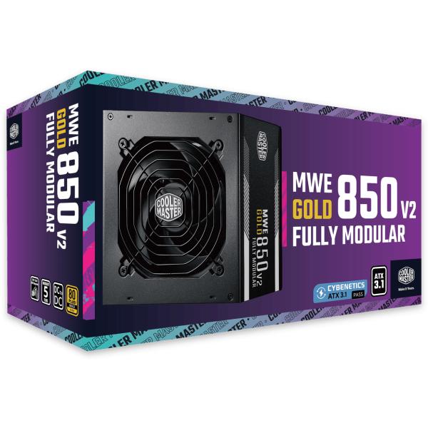 Cooler Master mpe-8501-afaag-3eeu mwe gold 850 v2 atx3.1 schwarz, 850 W, 90 % @typ, 120 mm, 4x PCIe 6+2
