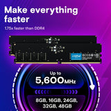 Crucial ct8g56c46u5 Dimm, 8 GB, DDR5 5600 MHz, PC5-44800, ungepuffert