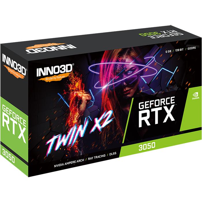 Inno3d n30502-06d6-1880va60 Geforce RTX 3050, ATX, 6 GB, GDDR6, 96-Bit, 168 GB s, Dual-Lüfter