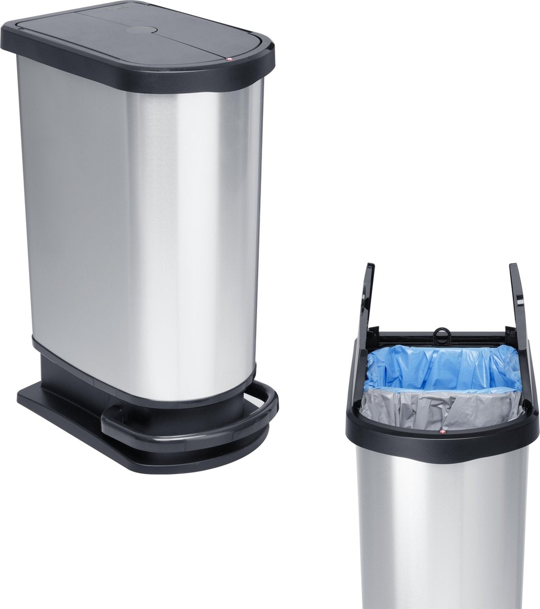 Rotho Treteimer - Mülltrenner 2x25 l paso silber