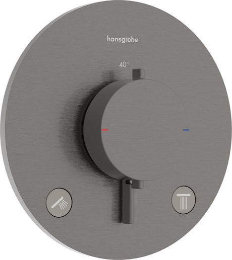 Hansgrohe Ecostat Comfort S – Einbauthermostat – Ecostat-Thermostat – für 2 Funktionen – Schwarzchrom gebürstet