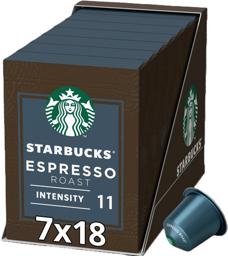 Starbucks by Nespresso Kapseln Espresso Röstung – 7 Boxen x 18 Kaffeetassen – Vorteilspack