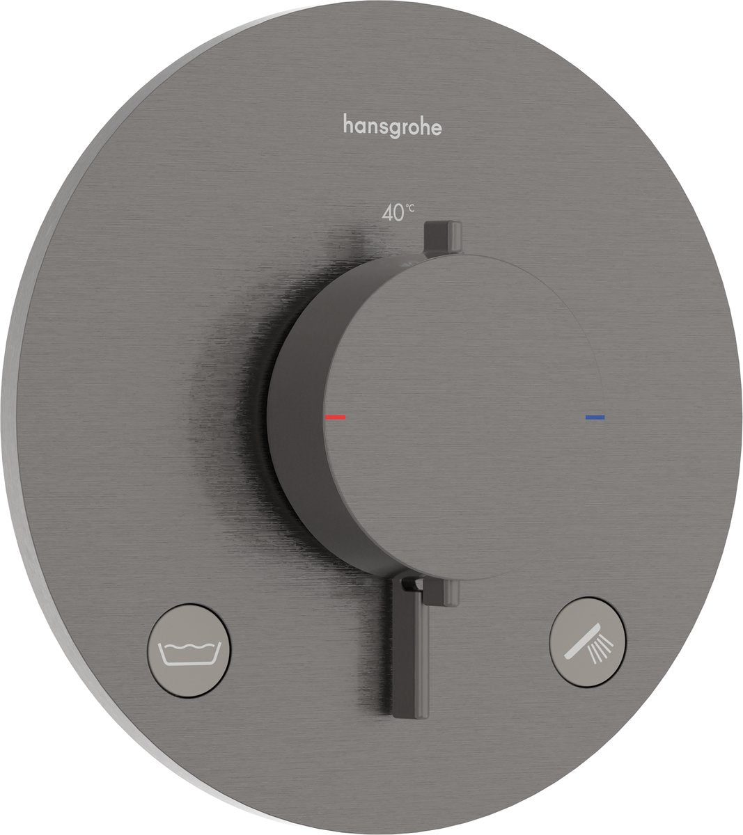 Hansgrohe Ecostat Comfort S – Einbauthermostat – 2 Funktionen – Duschthermostat – Sicherheitskombination EN1717 – Chrom schwarz gebürstet