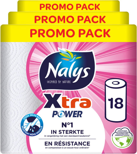 Nalys Xtra Power Küchenpapier – 18 Rollen – extra stark – Vorteilspack