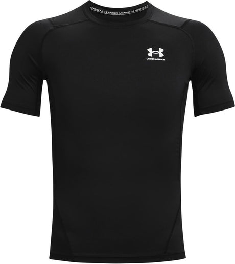 Under Armour UA HG Armour Comp SS-BLK Herren-Sportshirt – Schwarz – Weiß