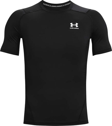 Under Armour UA HG Armour Comp SS-BLK Herren-Sportshirt – Schwarz – Weiß