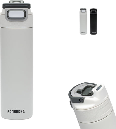 Kambukka Elton isolierte Wasserflasche 600 ml – Kreideweiß 2.0 mit 3-in-1-Deckel und einfacher Reinigung