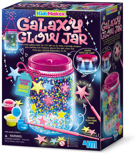 4 m Basteln – Basteln Sie Ihre Galaxie-Lichtlaterne – LED – im Dunkeln leuchtende Farbe – Sterne – Kidzmaker – 5+