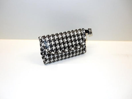Kulturbeutel Hahnentritt mit Spiegel 17,5x10cm schwarz und weiß
