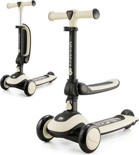 Kinderkraft Halley 2-in-1 Laufrad-Roller – verstellbarer Sattellenker – LED-Räder – für Kinder 1–5 Jahre – weiß