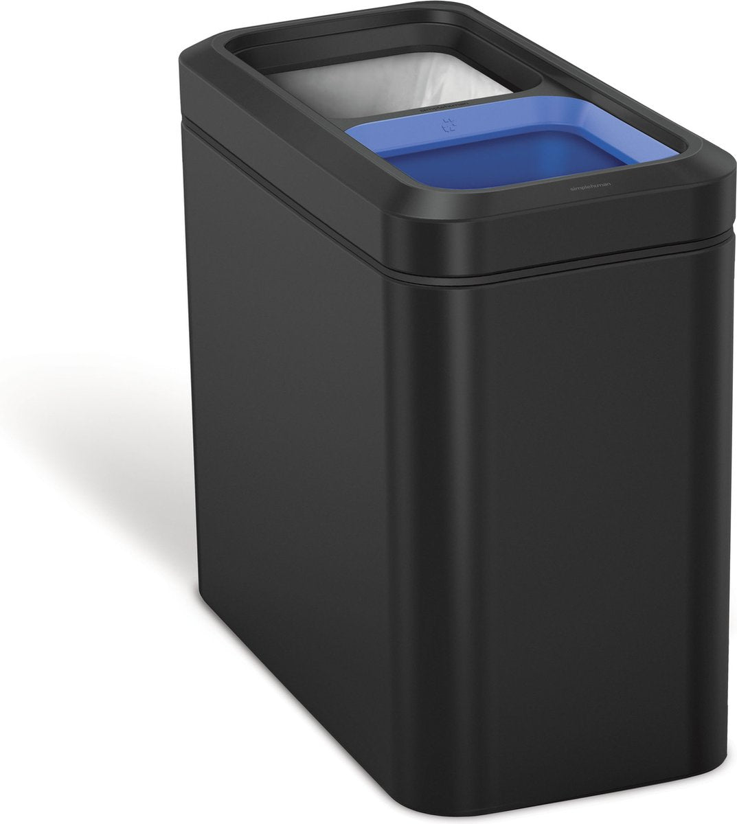 Simplehuman schlanker offener Recyclingbehälter – 20 Liter (10 10) – Schwarz – Edelstahl