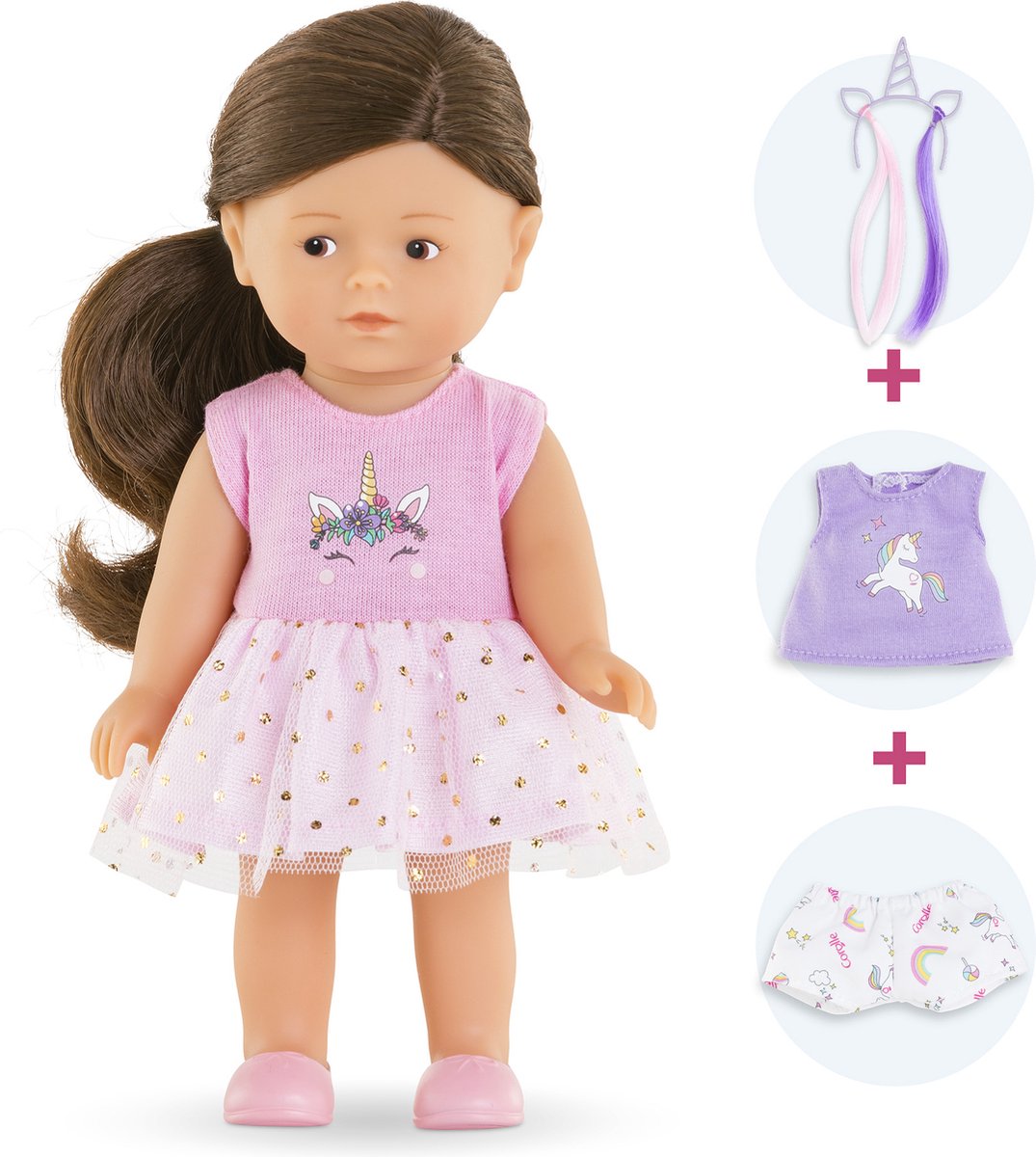 Corolle Puppe Einhorn Romy 20 cm – Mini-Corolline-Spielset mit Zubehör.