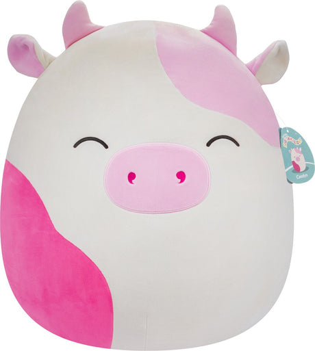 Squishmallows Caedyn – rosa gefleckte Kuh mit geschlossenen Augen, 40 cm Plüsch