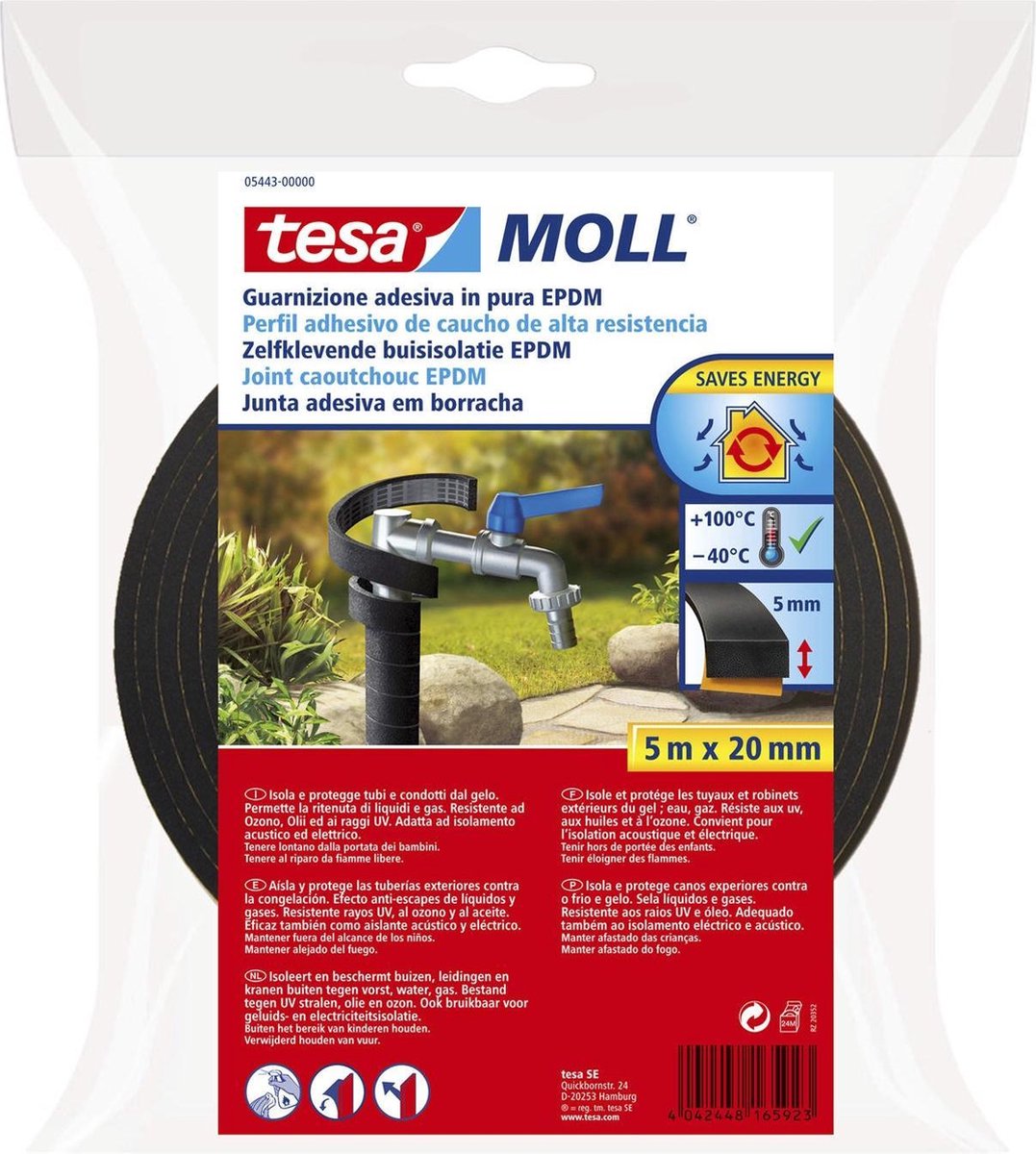 Tesa - moll - 05443 - Rohrisolierung - 20mmx5m - Schwarz