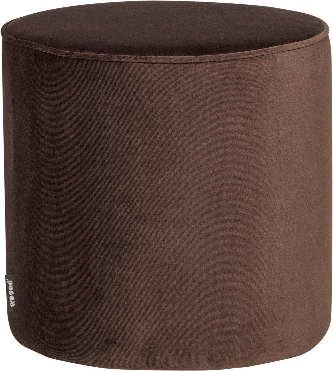 Woood sara poef hoog 46xø46 cm - velvet - donkerbruin