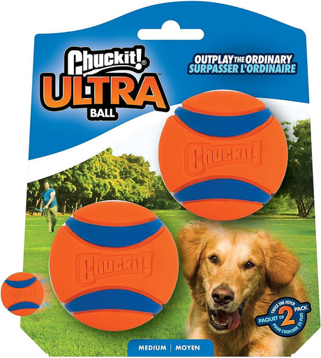 Chuckit! Ultra Ball - Hundeball - Gummi - schwimmend - Größe M - 6 cm - Orange - 2 Stück
