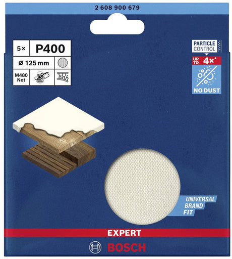 Bosch 5x Expert M480 Schleifnetz für Exzenterschleifer 125 mm G 40...