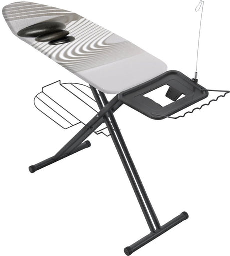 Metaltex – Bügelbrett Avior – Bügeltisch – Bügelfläche 125 x 45 cm – extra breite Bügelfläche und Kabelführung – Mattschwarz – Wäscheständer – Kleiderbügelständer – Zen Grey