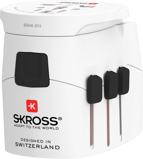 Skross - Reiseadapter - Welt nach Europa - mit Schukostecker (ohne Schweiz Italien) + 2xUSB 2400 mA
