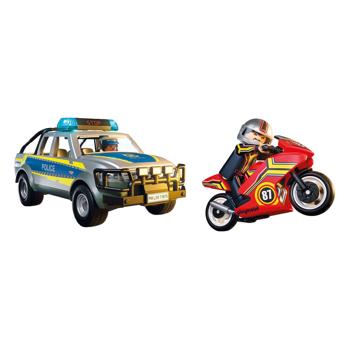 Playmobil-Actionhelden – Verfolgungsjagd mit Polizei-Pickup – Polizei mit Licht- und Soundeffekten – 71875