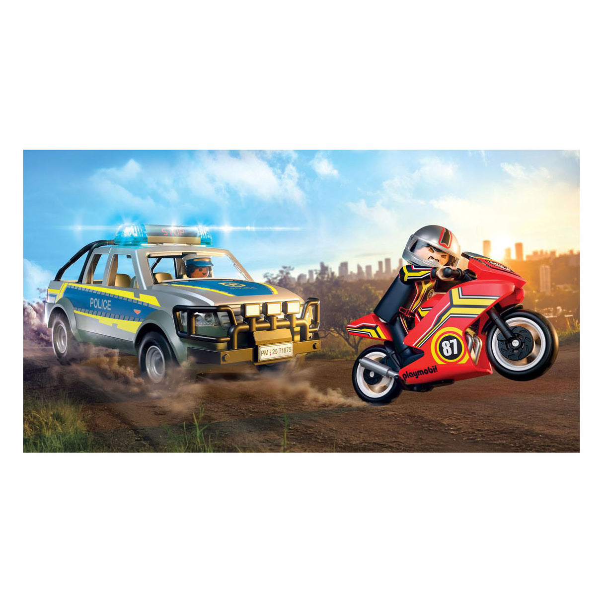 Playmobil-Actionhelden – Verfolgungsjagd mit Polizei-Pickup – Polizei mit Licht- und Soundeffekten – 71875