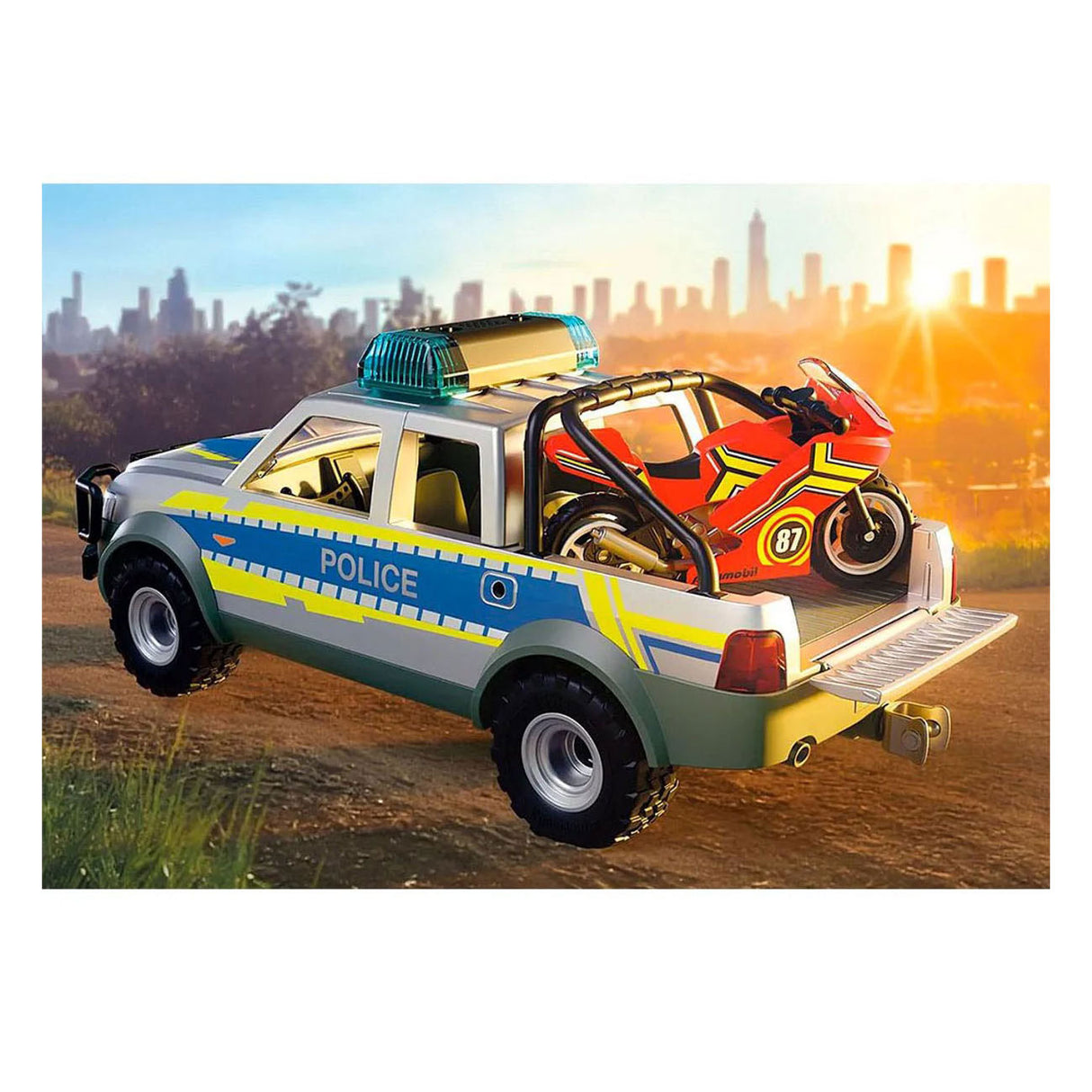 Playmobil-Actionhelden – Verfolgungsjagd mit Polizei-Pickup – Polizei mit Licht- und Soundeffekten – 71875