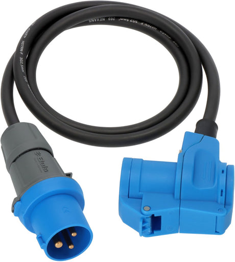 Brennerstuhl Cee-Adapterkabel Camping 1,5m Kabel in Schwarz (CEE-Stecker und Winkelkupplung inkl. Schutzkontakt-Kombisteckdose, 230V 16A, für den dauerhaften Außeneinsatz, hergestellt in Deutschland)