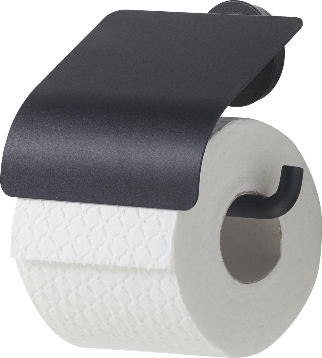Tiger urban - Toilettenpapierhalter mit Klappe - Toilettenpapierhalter mit Klappe - ohne Bohren - Bohren oder Kleben - Schwarz
