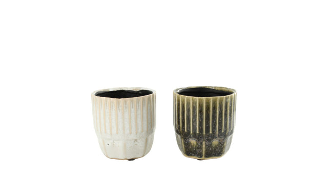 Planter ceramic 11.6x11.6x12cm 2 assorti black white